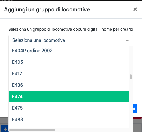 Selezione gruppo di locomotive